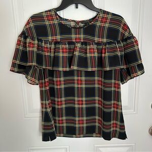 J Crew Tartan Print Blouse